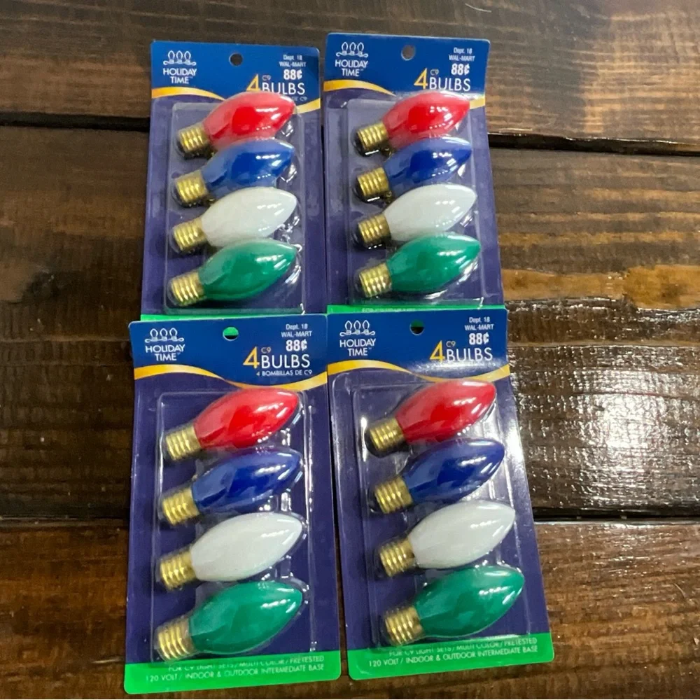 Vintage Lot of 4 Unopened Holiday Time Christmas Light Bulbs Multicolor C9
